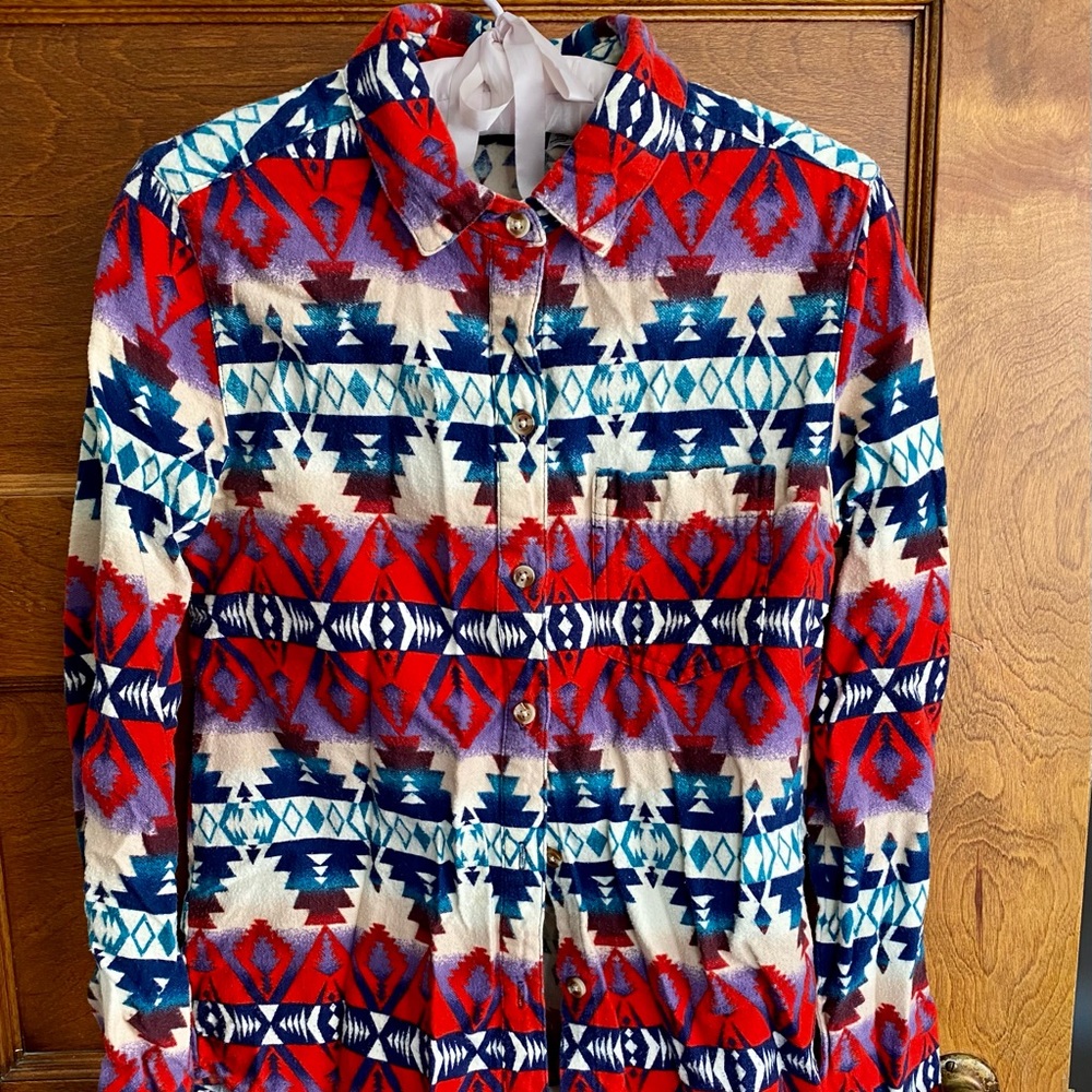 Southwestern Pattern Flannel Shirt Size XS